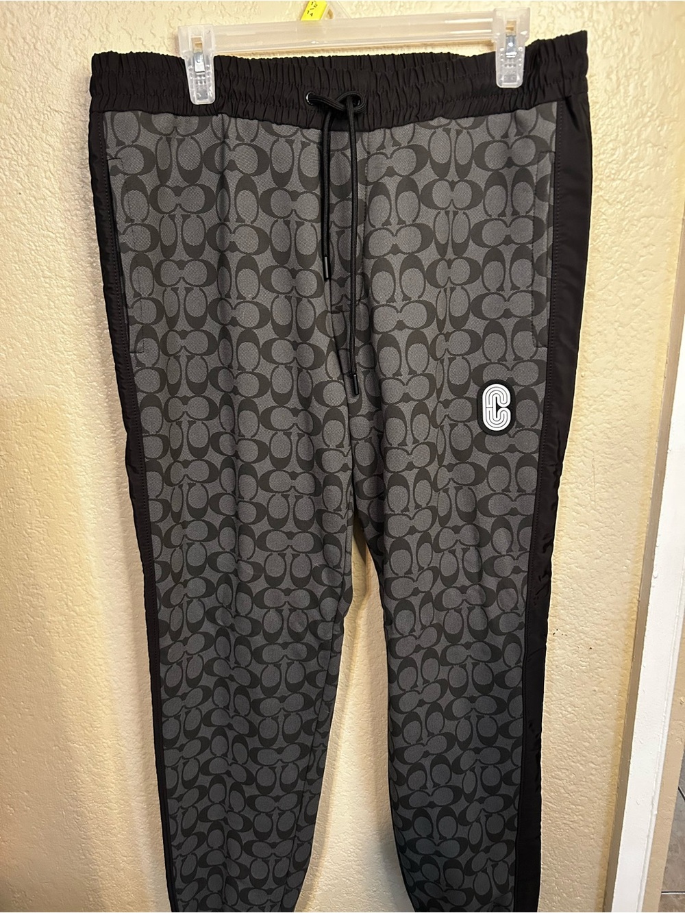 Coach Gray/Black Signature Logo Track Joggers